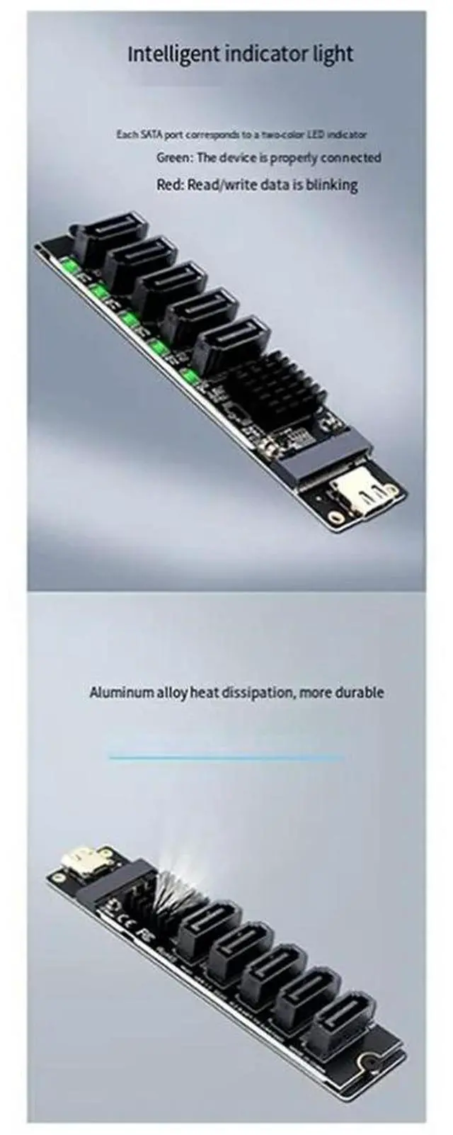 Alt view image 2 of 4 - Adapter Card TYPE-C To SATA To 5-Port SATA3 6Gbps USB10G Expansion Adapter Card JM575+JMS580-N33R