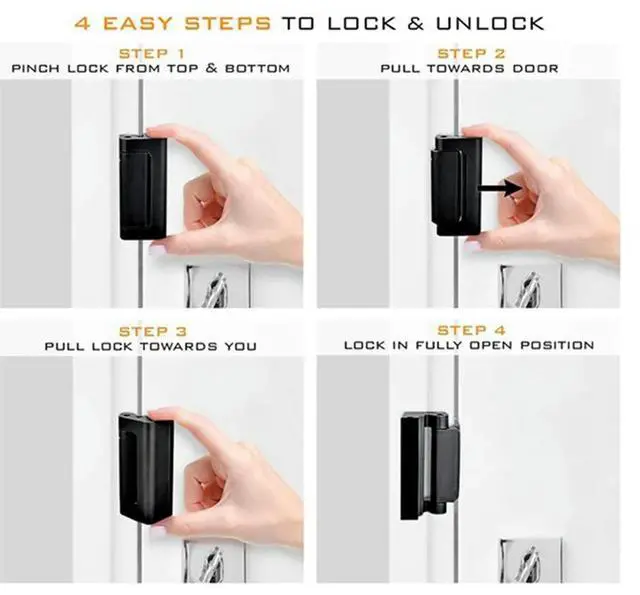Main image of 3Pcs Home Security Door Reinforcement Lock - Child Proof Door Locks For Front Door Child Safety Lock Door Locks Easy To Use-N33R