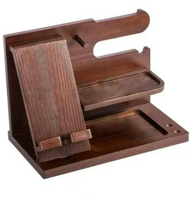 Alt view image 3 of 4 - Wooden Office Desktop Charging Stand Wooden Mobile Phone Storage Rack Watch Multi-Purpose Entrance Glasses Storage Rack-N33R