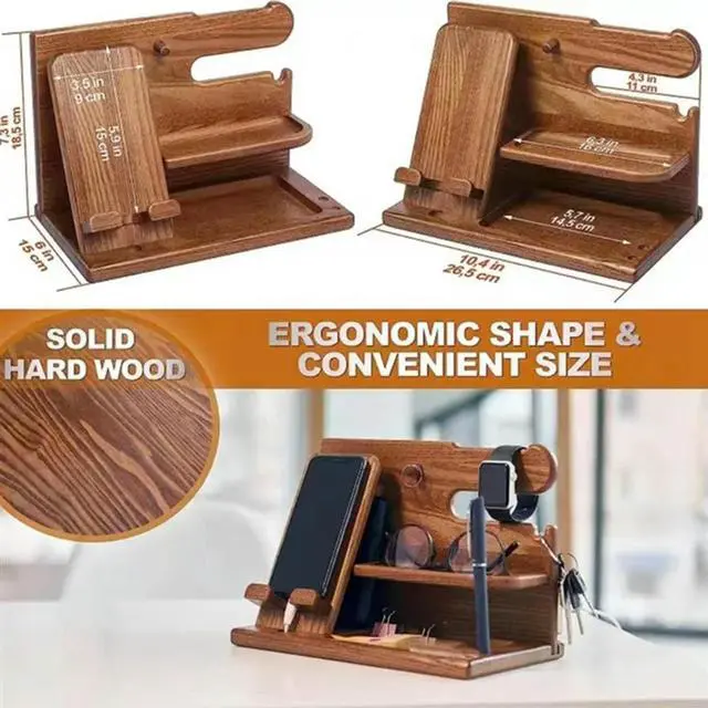 Main image of Wooden Office Desktop Charging Stand Wooden Mobile Phone Storage Rack Watch Multi-Purpose Entrance Glasses Storage Rack-N33R