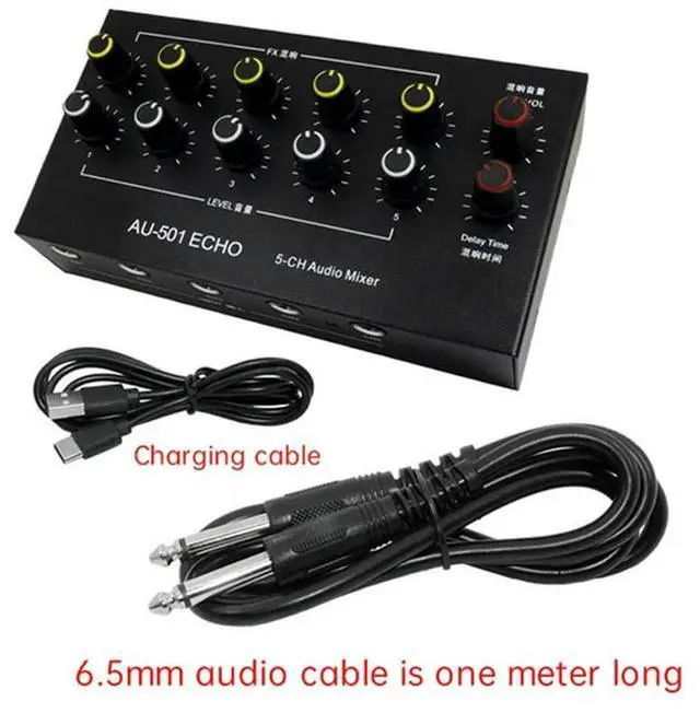 Alt view image 4 of 4 - AU-501 Condenser Microphone Expander 5 Channel 6.5Mm Microphone Mixer Multi-Channel Input Expander Hub-N33R