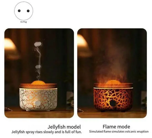 Alt view image 3 of 4 - 560ML Aromatherapy Humidifiers Diffusers 3D Simulated Flame Air Humidifier Smoke Ring Spray Room-N33R