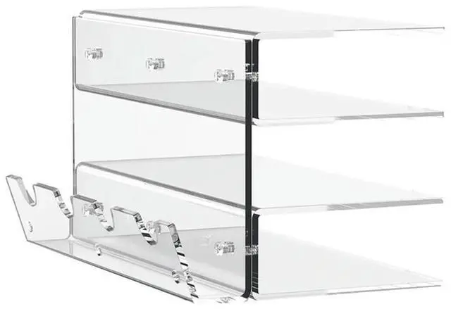 Alt view image 7 of 7 - Ageryu Keyboard Storage Tool Acrylic 3 Tier Stand Frame Shelf For Study Room Exhibition Transparent-N33R