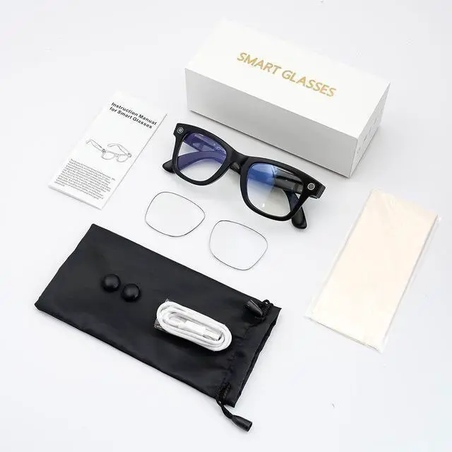 Alt view image 5 of 7 - AI Smart Glasses with 8MP s0ny cyber shot Camera Real-Time Translator, Bluetooth Open-Ear Audio, 165+ Languages, Blue Light Filtering Lenses