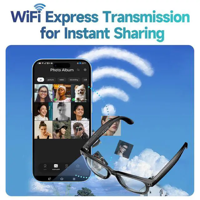 Alt view image 2 of 7 - AI Smart Glasses with 8MP s0ny cyber shot Camera Real-Time Translator, Bluetooth Open-Ear Audio, 165+ Languages, Blue Light Filtering Lenses