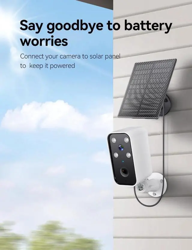 Alt view image 5 of 7 - Solar Camera Outdoor Wireless, Battery Security Cameras with Solar Panel for Home Security, Motion Detection, Night Vision, Alexa, 2.4G Wi-Fi Only, Only Event Recording