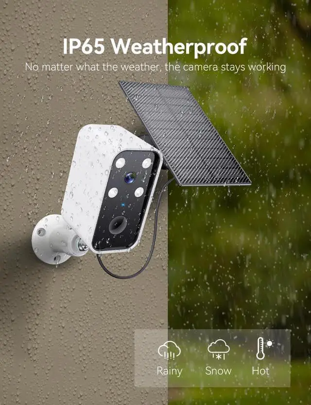 Alt view image 4 of 7 - Solar Camera Outdoor Wireless, Battery Security Cameras with Solar Panel for Home Security, Motion Detection, Night Vision, Alexa, 2.4G Wi-Fi Only, Only Event Recording