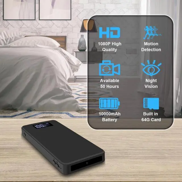 Alt view image 2 of 5 - 64GB Home Security Camera, 1080P Surveillance Camera, Indoor Camera with 10000mAh Battery, Night Vision, Motion Detection