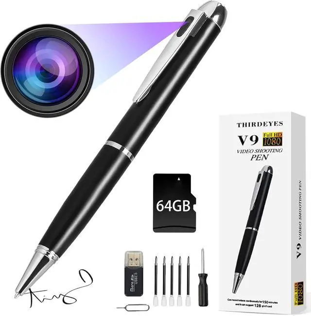 Main image of 64GB Nanny Camera Pen, Portable Body Camera with 1080P, Loop Recording, Rechargeable Mini Cameras for Home, Office