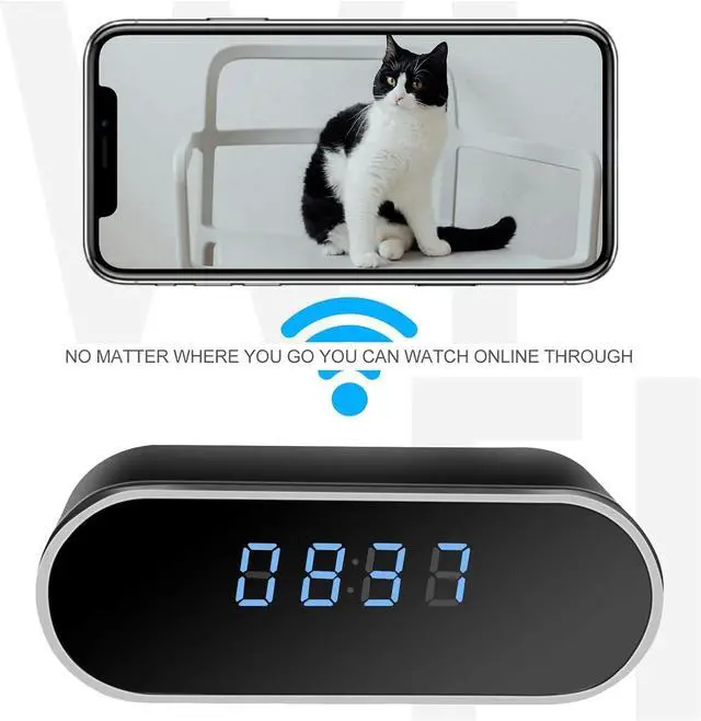 Alt view image 2 of 6 - Hidden Camera Detector with Clock HD 1080P WiFi Nanny Cam Wireless Camera Night Vision& Motion Detertor for Indoor Security