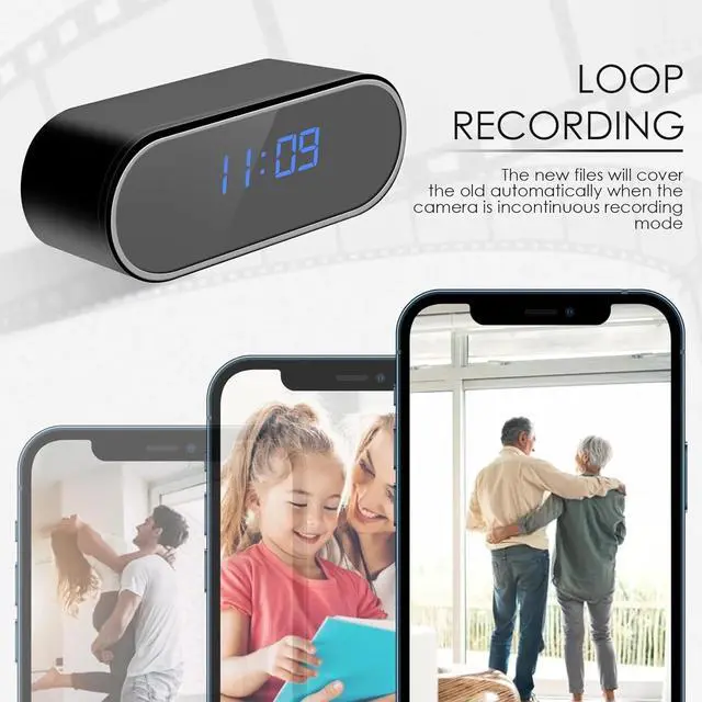 Alt view image 5 of 6 - Hidden Camera Detector with Clock HD 1080P WiFi Nanny Cam Wireless Camera Night Vision& Motion Detertor for Indoor Security