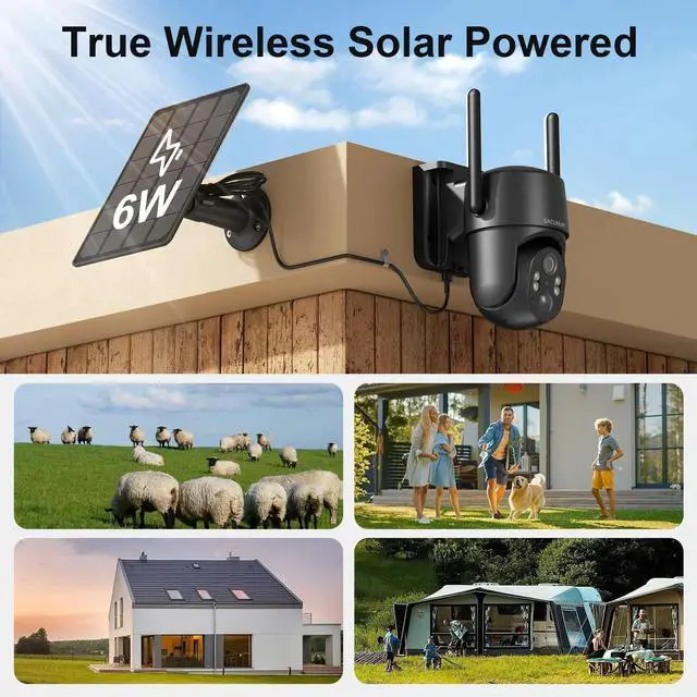 Alt view image 3 of 7 - Solar Security Cameras Wireless Outdoor, No WiFi Security Camera Outdoor, 2K HD Video Cameras, 360 PTZ, Motion Detection, 2-Way Talk, IP66 Waterproof