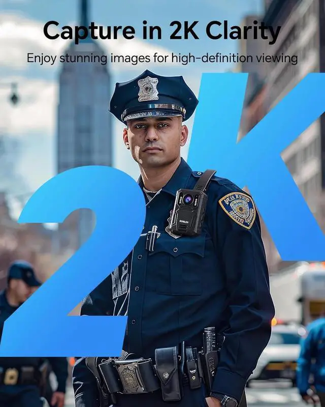 Alt view image 2 of 7 - BOBLOV KJ23Pro 2K Body Camera, 128GB Body Worn Camera with Night Vision, 4000mAh Battery for 15 Hours Continuous Recording, with Car Suction for Dashcams, Law Enforcement, Security, Outdoor Work