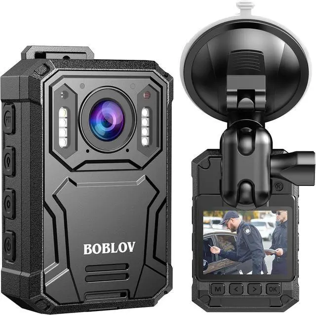 Main image of BOBLOV KJ23Pro 2K Body Camera, 128GB Body Worn Camera with Night Vision, 4000mAh Battery for 15 Hours Continuous Recording, with Car Suction for Dashcams, Law Enforcement, Security, Outdoor Work
