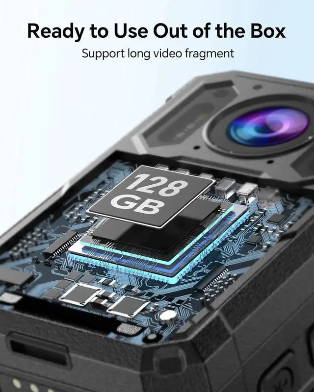 Alt view image 6 of 7 - BOBLOV KJ23Pro 2K Body Camera, 128GB Body Worn Camera with Night Vision, 4000mAh Battery for 15 Hours Continuous Recording, with Car Suction for Dashcams, Law Enforcement, Security, Outdoor Work