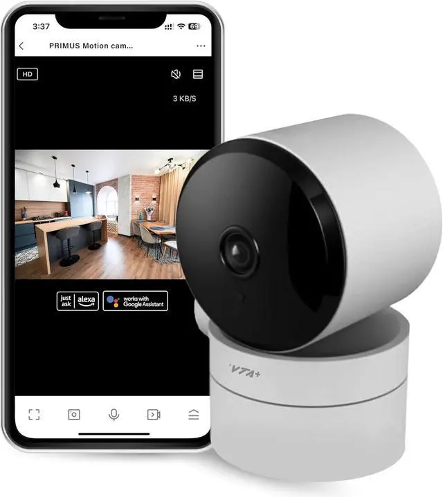 Main image of 2K Indoor WiFi Security Camera - Motion Detection, Night Vision, Privacy Mode, Alexa/Google Compatible, Two-Way Audio, Dual-Band, 355° Rotation