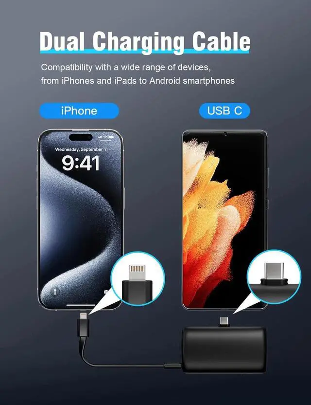 Alt view image 6 of 7 - 10000 mAh Mini Portable Charger Power Bank Upgraded Large Capacity USB C Fast Charging LCD Display Compatible with iPhone 16/15 Series/Android Samsung Moto LG etc