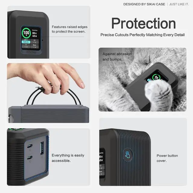 Alt view image 2 of 7 - Silicone Case for Anker Prime Power Bank 27,650mAh 250W 1/4-inch nut Hole, TF/SIM Card Storage Reserved Compatible with Anker 250W Prime Power Bank Protective Cover Dustproof Soft with Handle(Black)