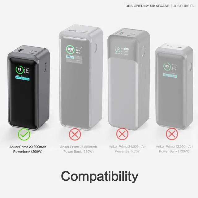 Alt view image 2 of 7 - Silicone Case for Anker Prime Power Bank 20,000mAh 200W 1/4-inch nut hole, TF/SM card storage Reserved Only Compatible with Anker 200W Prime Power Bank Protective Cover Dustproof Soft (Gray)