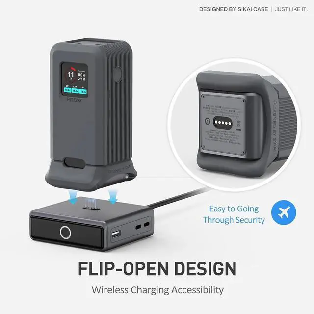 Alt view image 3 of 7 - Silicone Case for Anker Prime Power Bank 20,000mAh 200W 1/4-inch nut hole, TF/SM card storage Reserved Only Compatible with Anker 200W Prime Power Bank Protective Cover Dustproof Soft (Gray)