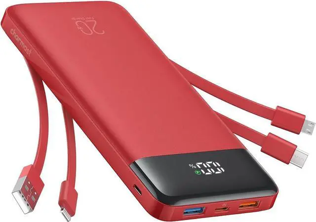 Main image of Charmast 20000mAh Portable Charger with 4 Built-in Cables & 6 Outputs, 20W Power Bank Fast Charging - USB C External Battery Pack for iPhone 16 15 14, Android, iPad, Tablet & More (Travel Essential)