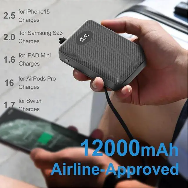 Alt view image 3 of 7 - 12000mAh Battery Pack for Heated Vest-5V/7.4V Rechargeable Power Bank with LED Display and DC/USB Output for Heated Jacket, Hoodie and Pants,Fast Charging Powerbank Compatible with iPhone iPad Samsung