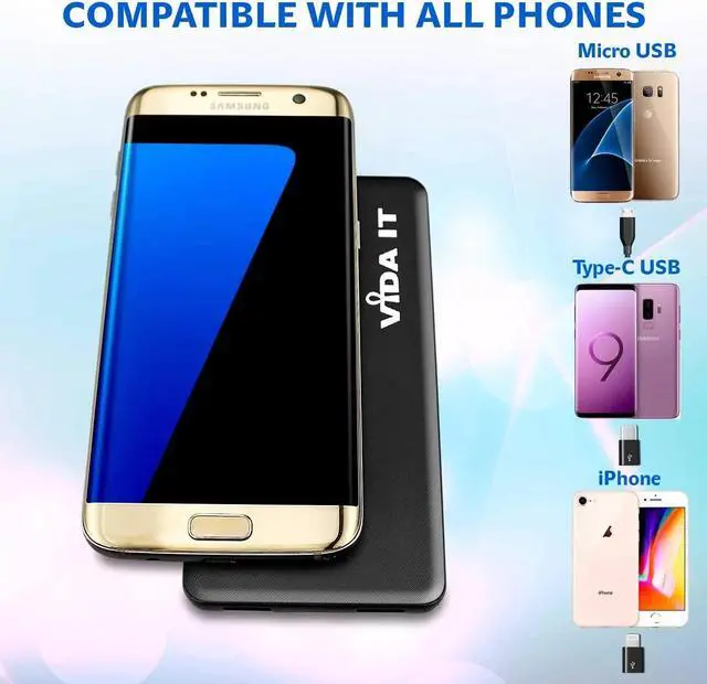 Alt view image 5 of 7 - Vida IT Slim 5V 2A Power Bank for Heated Vest Rechargeable Heated Jacket Battery Pack Pocket Size Thin 5000mAh Portable USB Charger for Heated Clothing, Scarf, Coat, Pants, Cell Phone USB-C Power Pack