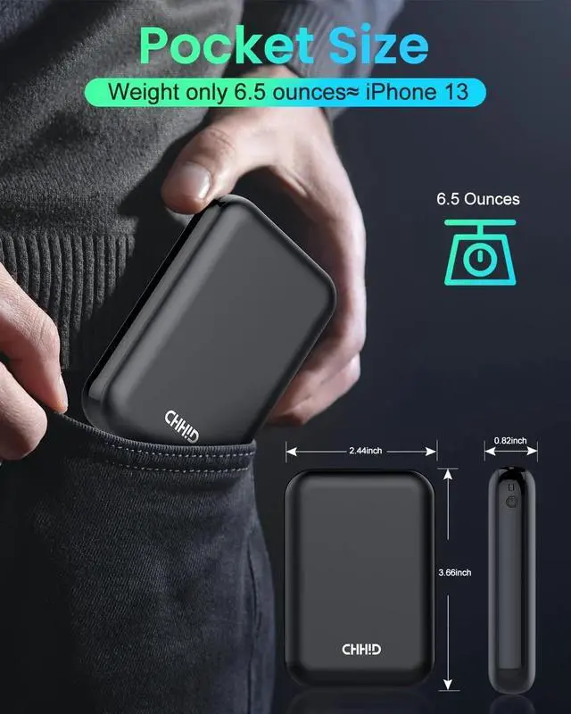 Alt view image 5 of 7 - Pocket Size Power Bank 10000mah for Heated Vest,5V 2A Heated Jacket Battery Pack,LED Display Portable Charger with Dual USB,External Battery Phone Chager for iPhone,Android etc.