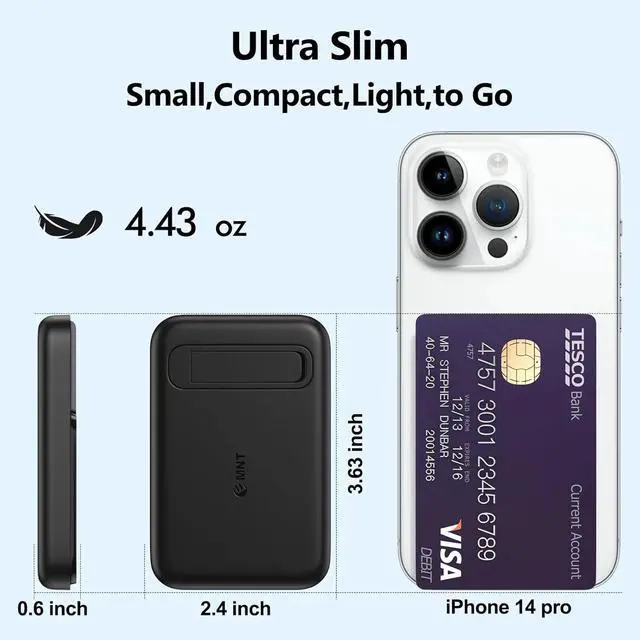 Alt view image 7 of 7 - EMNT USB-C Portable Charger Compatible with iPhone 15, 16 & Android Devices Power Bank Magnetic Battery & Adjustable Stand TSA Travel Approved USB Rechargeable Built-in Cable