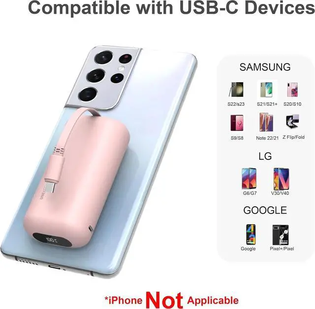 Alt view image 5 of 7 - Portable Charger with Built-in USB-C Cable,10000mAh 18W PD Fast Charging Power Bank.LED Display Battery Pack Compatible with iPhone 15,15 Plus,15 Pro,15 Pro Max,Samsung Galaxy S23,S22,S21,Note20/10/9