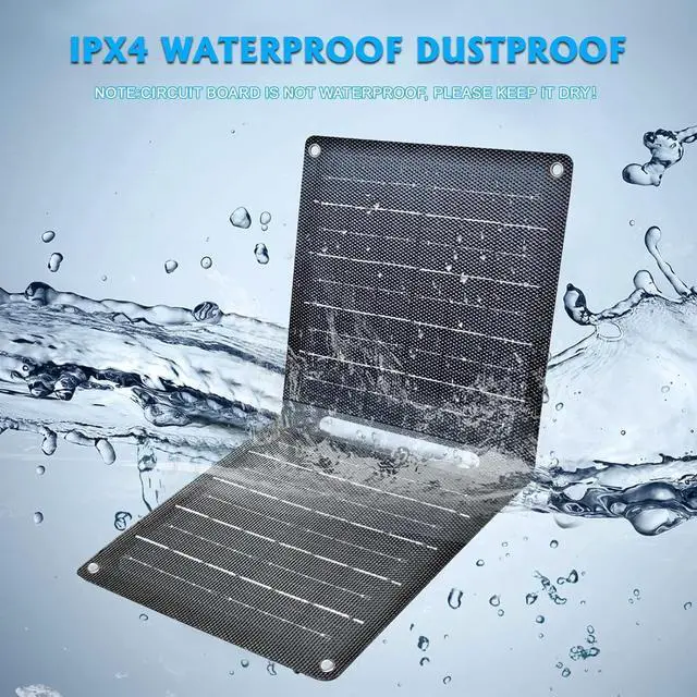 Alt view image 6 of 6 - Portable Solar Panel (5V 2A Max) with USB-A Port for Cell Phone, Fan, Flashlight, IPX4 Waterproof Solar Panels, Foldable Solar Charger for Outdoor Camping, Hiking, Travel, Backpacking