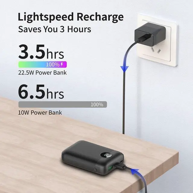 Alt view image 4 of 6 - Heated Vest Battery Pack, 5V 2A Power Bank for Heated Jacket, Pants, Stadium Seats, 10000mAh Small LED Display Fast Charging Portable Charge for Heated Clothing, Camping Chair(Black, 10000mAh)