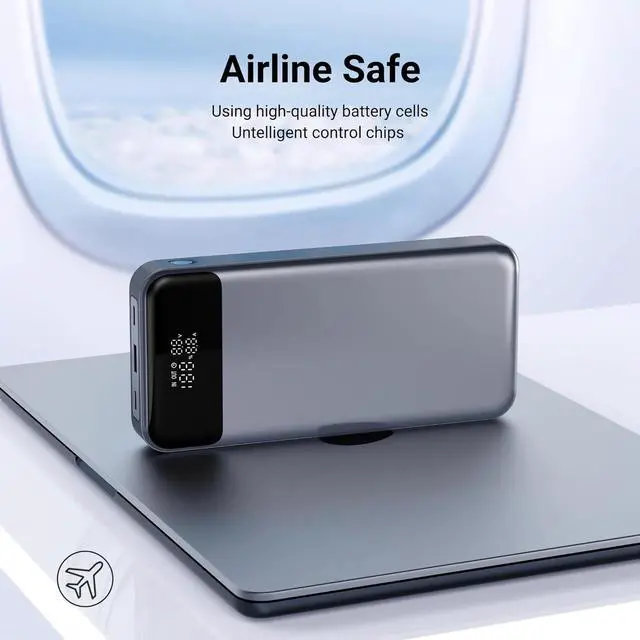 Alt view image 5 of 7 - 280W Power Bank, 24,000mAh 3-Port Laptop Portable Charger(88.8Wh), Digital Display, Compatible with MacBook Pro/Air, iPhone 16/15/14/13 Series, Vision Pro, Samsung, SteamDeck, Dell, AirPods, Tablet