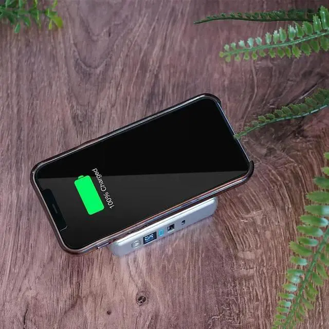 Alt view image 3 of 5 - Limitless PowerPro Go 10,000mAh Power Bank 3-in-1 Wall Charger with Type-C Power Delivery, USB-A, & Qi Wireless Charging, Digital Display & Fast Charging for iPhone Android, Samsung (Silver)