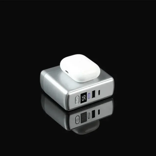 Alt view image 5 of 5 - Limitless PowerPro Go 10,000mAh Power Bank 3-in-1 Wall Charger with Type-C Power Delivery, USB-A, & Qi Wireless Charging, Digital Display & Fast Charging for iPhone Android, Samsung (Silver)