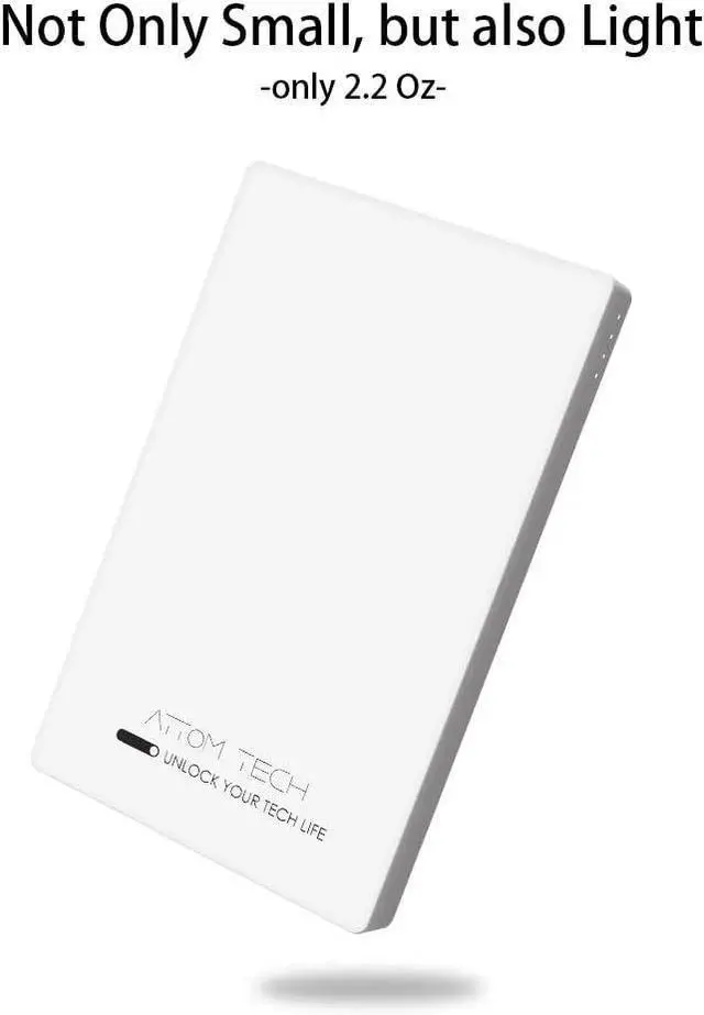 Alt view image 7 of 7 - Dual USB Output Super Slim Power Bank Ultra Thin, 3000mAh Portable Charger Mini External Phone Battery Pack Small Dual Outlet, Emergency Phone Power Backup (White)