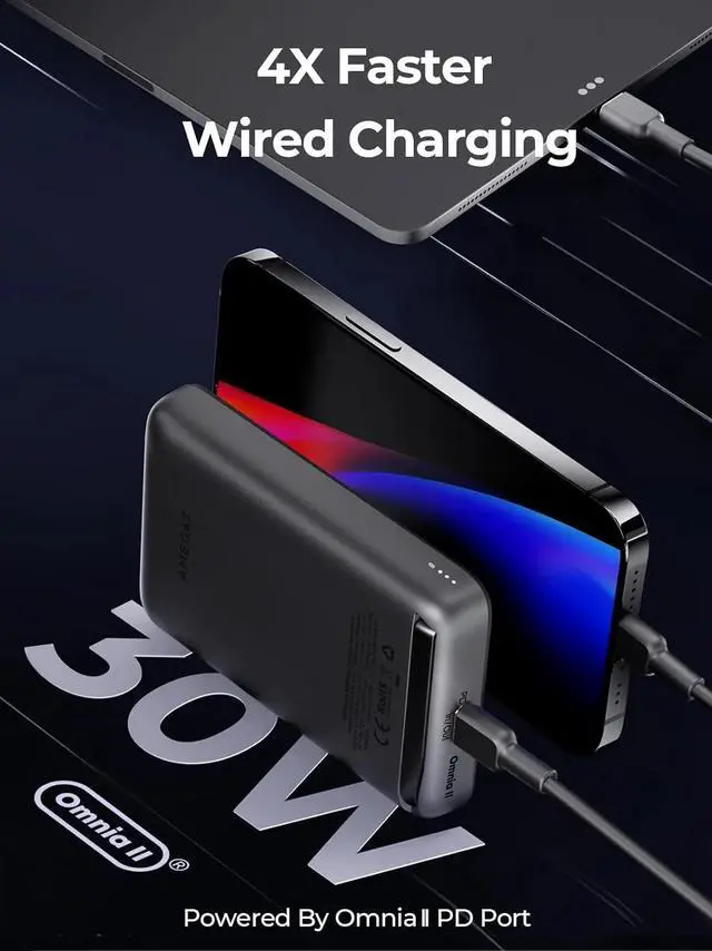 Alt view image 3 of 7 - Magnetic Power Bank, 10000mAh 30W USB-C Compact Wireless Portable Charger Foldable Stand Fast Charging Compatible with Magsafe, Portable Charger Power Bank for iPhone 16/15/14/13/12 Series