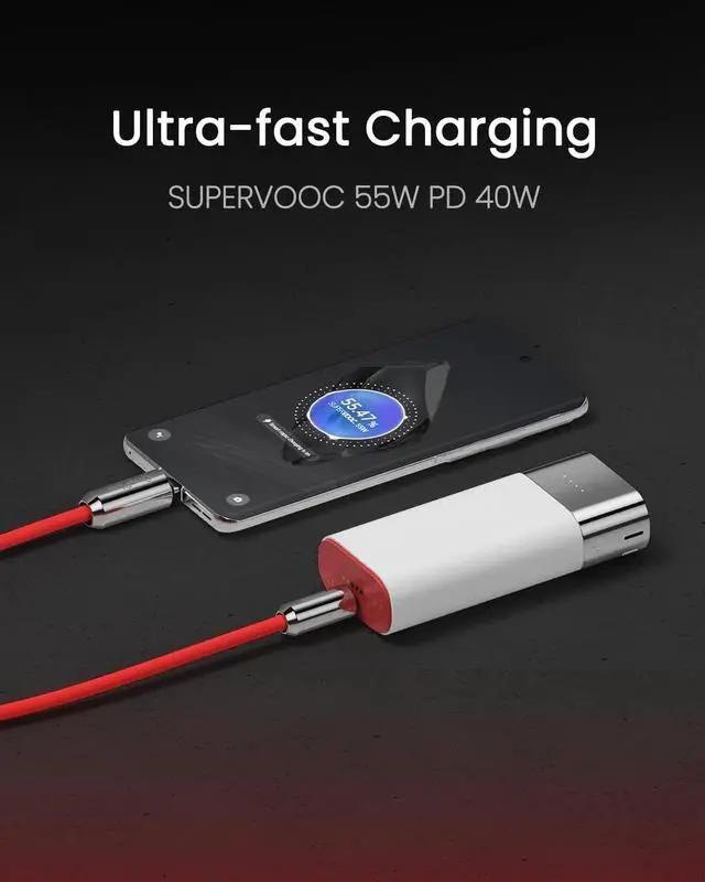 Alt view image 3 of 7 - 3 in 1 Power Bank PD 40W Fast Charging 10000mAh Portable Charger with Red Cable SUPERVOOC 55W 36Wh Battery Pack for iPhone 16/ OnePlus 12/11/Open/Nord Series