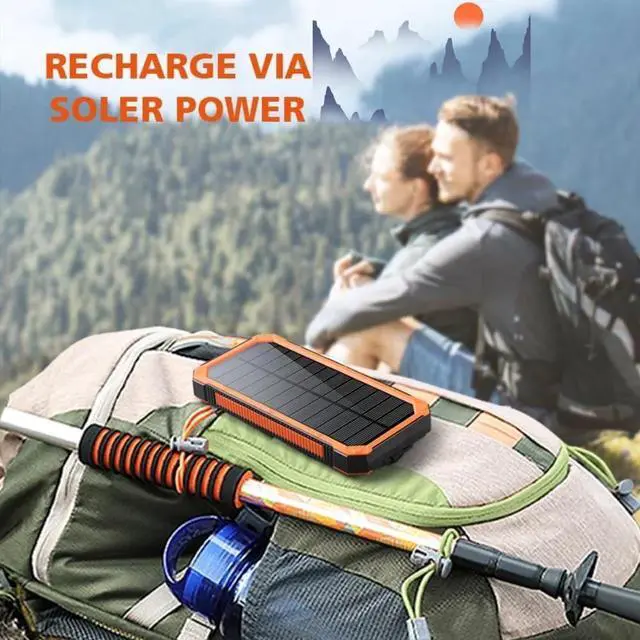 Alt view image 6 of 6 - Solar Charger Power Bank, 20,000mAh Portable Wireless Charger with USB C Input/Output for Cell Phones, External Battery Pack with Dual Flashlight for Camping
