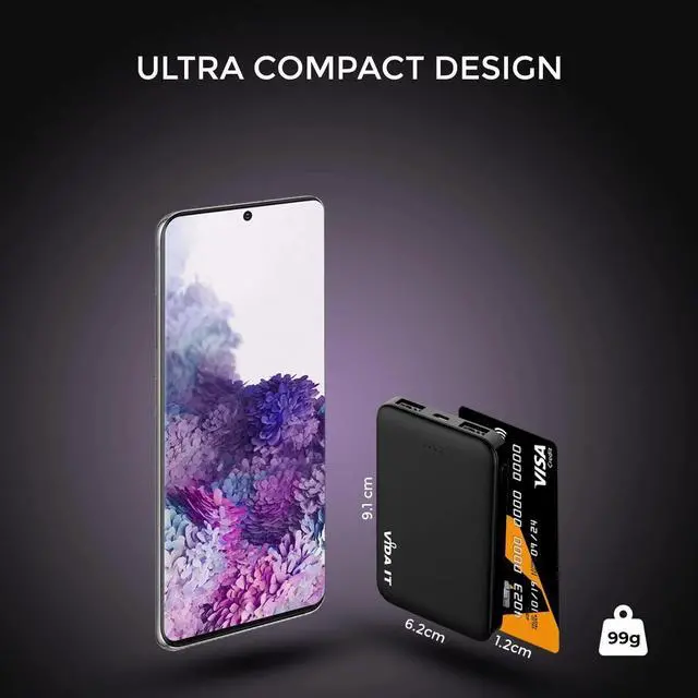 Alt view image 2 of 7 - Vida IT 5000mAh Mini Power Bank Small Portable Charger for Heated Vest Jacket Battery Pack for iPhone Samsung Cell Phone with Dual USB Output, Lightweight Rechargeable Power Pack 5V 2.1A for Travel