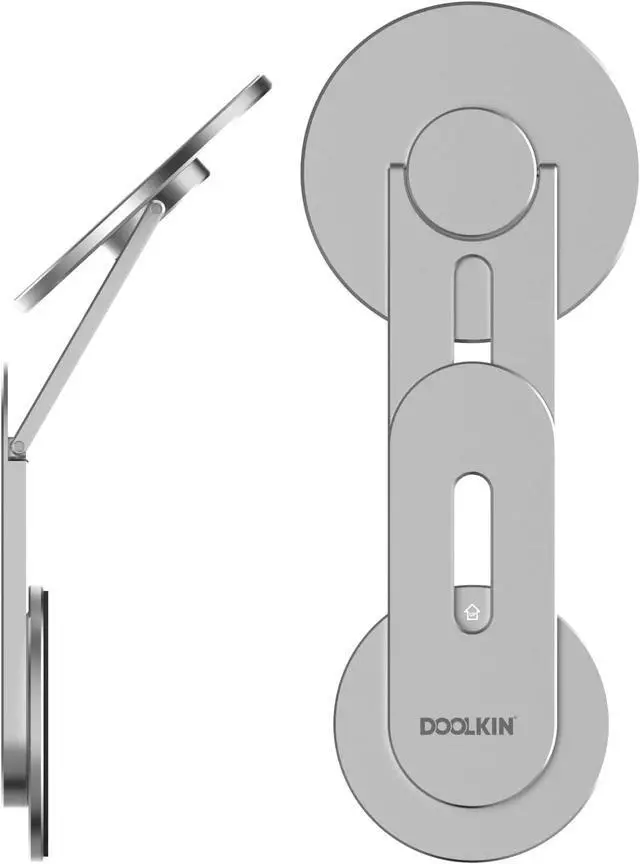Alt view image 3 of 6 - Doolkin® Pizo Mount 2, Laptop Phone Holder, Adjustable Laptop Stand, Foldable Laptop Side Mount Clip, Slim Portable Smartphone Stand, Computer Monitor Expansion Bracket, Magnetic Phone Mount
