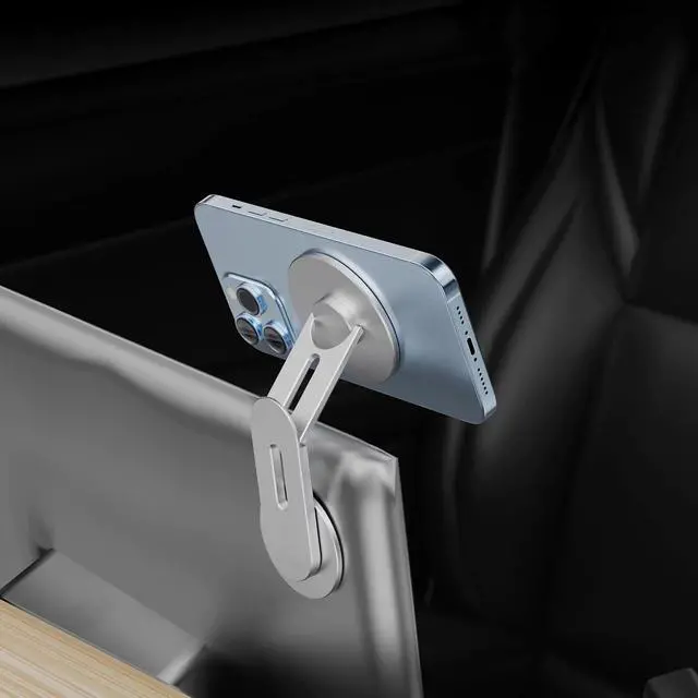 Alt view image 5 of 6 - Doolkin® Pizo Mount 2, Laptop Phone Holder, Adjustable Laptop Stand, Foldable Laptop Side Mount Clip, Slim Portable Smartphone Stand, Computer Monitor Expansion Bracket, Magnetic Phone Mount