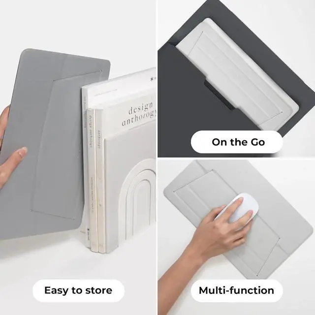 Alt view image 5 of 7 - SenseAGE Laptop Stand for Desk, Office, Ergonomic Notebook Stand, Foldable & Portable Travel FlatStand, Lightweight, Anti-Slip, Compatible with MacBook Air, Pro, and Up to 15.4" Laptops (Charcoal)