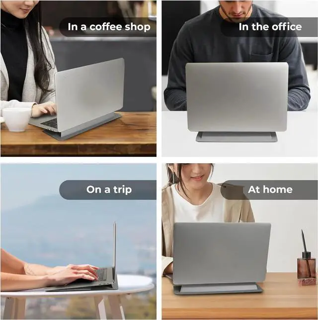 Alt view image 7 of 7 - SenseAGE Laptop Stand for Desk, Office, Ergonomic Notebook Stand, Foldable & Portable Travel FlatStand, Lightweight, Anti-Slip, Compatible with MacBook Air, Pro, and Up to 15.4" Laptops (Charcoal)