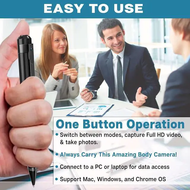 Alt view image 4 of 6 - 1080P Body Camera Pen [Upgraded 2024]  Body Cam with HD Video or Picture Taking, SD Card Storage, and Manual Control for Privacy Compliance