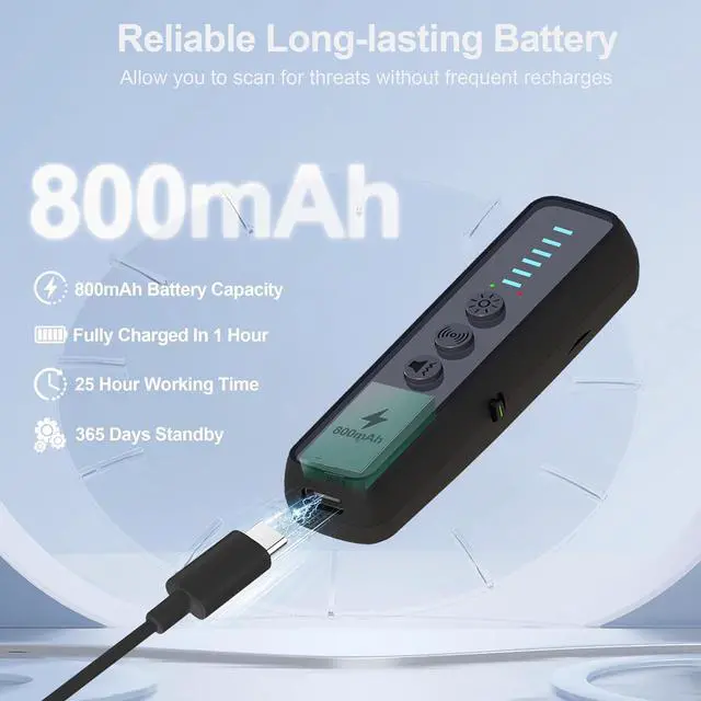 Alt view image 4 of 7 - Hidden Camera Detectors,GPS Tracker Detector,Camera Detector Spy Camera Finder,RF Detector,25H Working Time,Travel-Friendly Size(S600 Black)