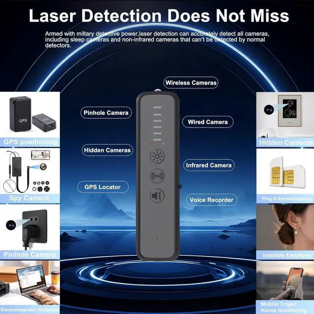 Alt view image 7 of 7 - Hidden Camera Detectors,GPS Tracker Detector,Camera Detector Spy Camera Finder,RF Detector,25H Working Time,Travel-Friendly Size(S600 Black)