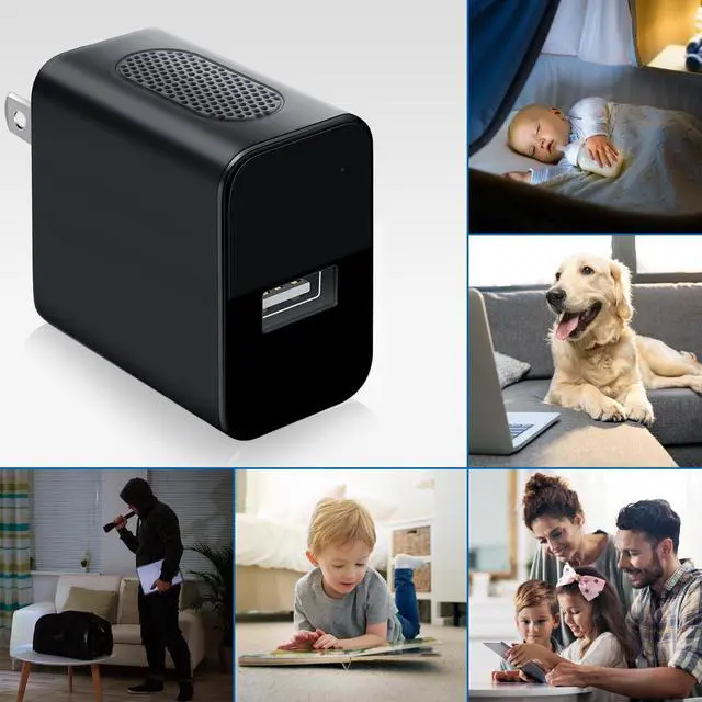 Alt view image 7 of 7 - 64GB Small Nanny Cam Security Camera Charger,1080P Mini Camera with Night Vision Motion Detection
