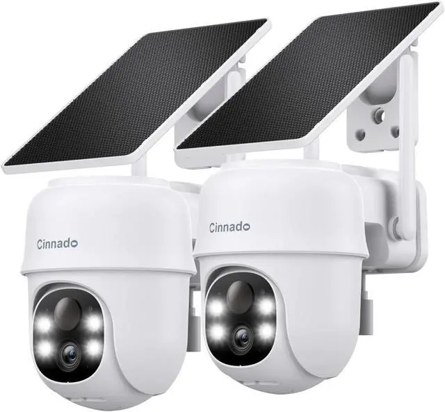 Main image of 2K Cameras for Home Security-2.4G WiFi Outdoor Camera Wireless Solar/Battery Powered with solar panel, 360° Viewing, AI Human Detection, Color Night Vision, with SD Storage, Works with Alexa(2 Pack)