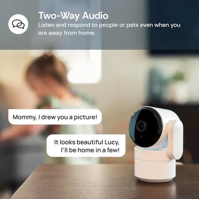 Alt view image 7 of 7 - Luna Indoor Camera 360-Degree Pan/Tilt, Pet/Person/Vehicle AI Motion Detection, Plug-in, Night Vision, Two Way Audio, Cloud Storage, Wi-Fi Camera for Room Office Smart Home Security (White)